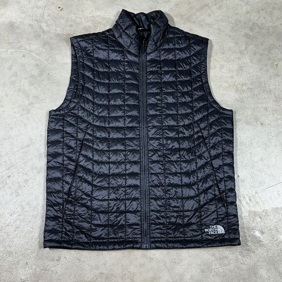 Men’s Large The North Face Black Thermoball Puffer Eco Vest Back Logo - Picture 1 of 12
